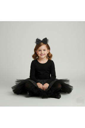 Özel Tasarım Beli Lastikli Simli Tüllü Çocuk Etek Seti Image 3