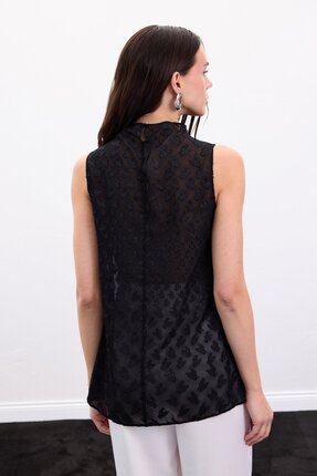 Kolsuz Dokulu Bluz - Siyah Image 4