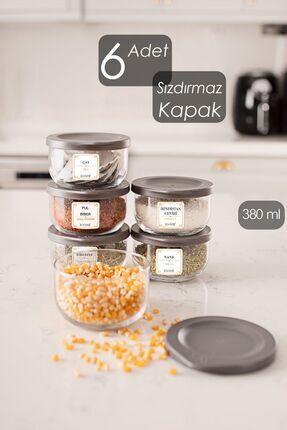 Duo Sızdırmaz Kapaklı 380 Cc 6 Adet Cam Saklama Kabı Kavanoz Seti Image 1