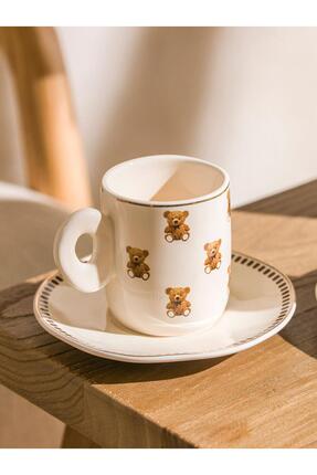 Karişik Ayı Teddy Baskılı 2 Kişilik Porselen Kahve Fincan Takımı 90 Ml (W5) Image 1