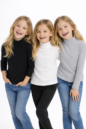 Ribanalı yarım Boğazlı erkek Kız Çocukboğazlı badi 3 Renk (3adet) Image 1