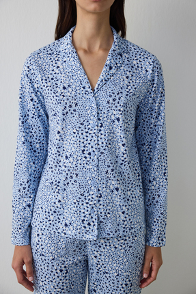 Mavi Leila Gömlek Pantolon Pijama Takımı Image 2