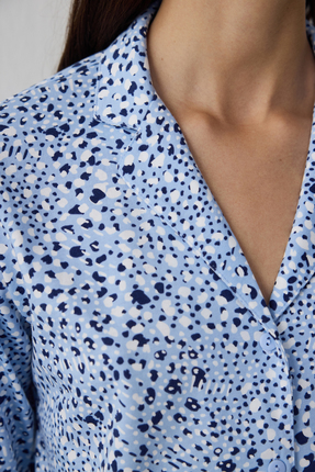 Mavi Leila Gömlek Pantolon Pijama Takımı Image 3