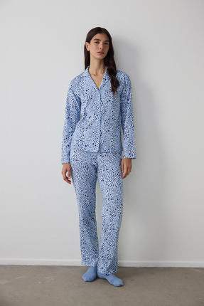 Mavi Leila Gömlek Pantolon Pijama Takımı Image 0