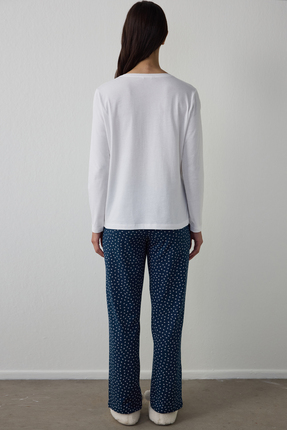 Koyu Petrol Rengi Activitea Pantolon Pijama Takımı Image 4