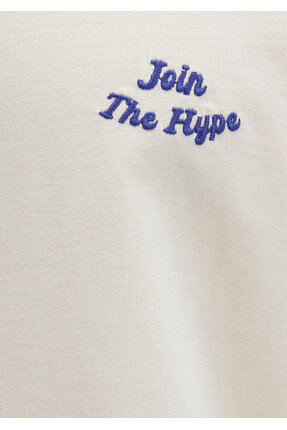 Baskılı Bej Tişört Loose Fit / Bol Rahat Kesim 0613046-70140 Image 6