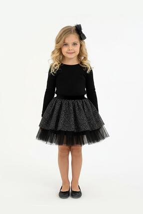 Özel Tasarım Beli Lastikli Simli Tüllü Çocuk Etek Seti Image 6