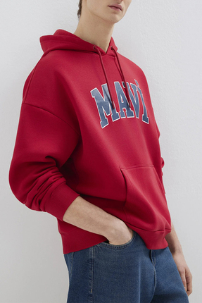 Pamuklu Oversize Fit Logo Baskılı Kapüşon Yaka Sweat Erkek SWEAT 067149 Image 1