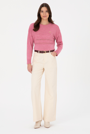 Kadın Pembe Bisiklet Yaka Kazak 50309672-VR167 Image 3