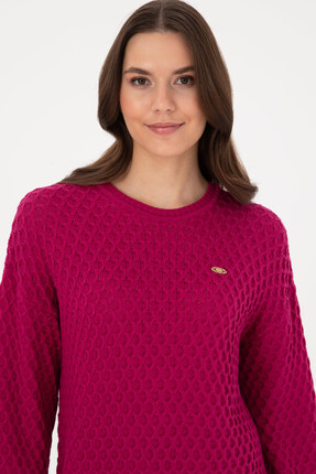 Kadın Fuşya Bisiklet Yaka Kazak 50314698-VR023 Image 1