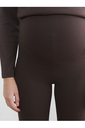 Kahverengi Karın Panelli İspanyol Paça Hamile Tayt Pantolon Image 2