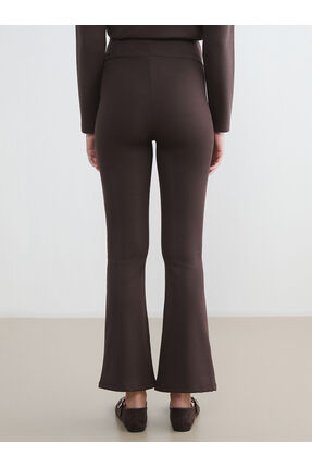 Kahverengi Karın Panelli İspanyol Paça Hamile Tayt Pantolon Image 3