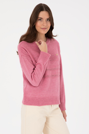 Kadın Pembe Bisiklet Yaka Kazak 50309672-VR167 Image 2