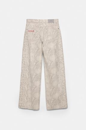 Yılan desenli düz paça pantolon Image 7