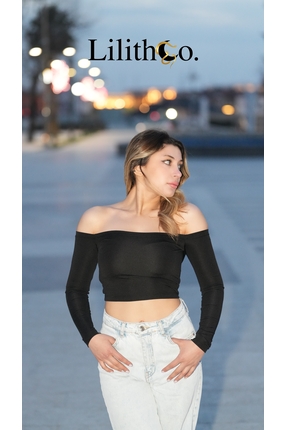 Kadın Madonna Yaka Bluz Image 1