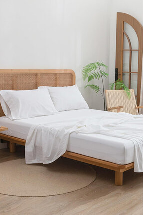 Pamuklu Çift Kişilik Lastikli Çarşaf, %80 Pamuk - %20 Liyosel Image 1
