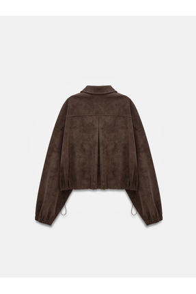 60781 Süet Bomber Ceket-Kahve Image 5