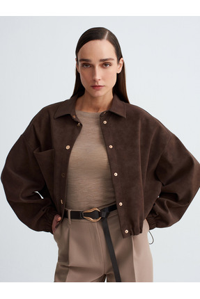 60781 Süet Bomber Ceket-Kahve Image 2