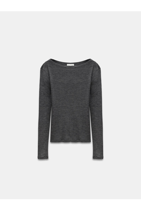 32482 %100 Yün Kayık Yaka Top-Füme M. Image 4