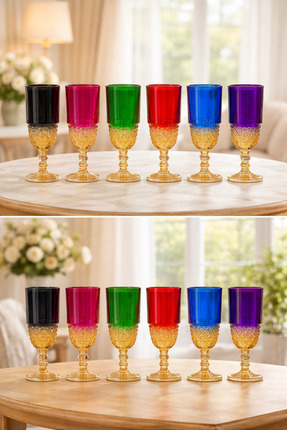 Maiorca 6 Renk Kristal Ayaklı Kahve Yanı Su Ve Meşrubat Bardağı Sunum Bardağı Image 5