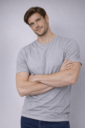 Erkek Slim Fit 3’lü Paket Pamuklu Basic Bisiklet Yaka Tişört Image 1