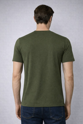 Erkek Slim Fit 3’lü Paket Pamuklu Basic Bisiklet Yaka Tişört Image 4