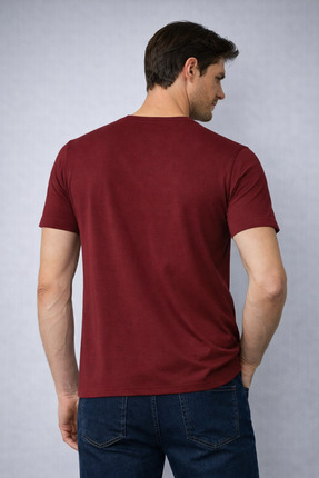 Erkek Slim Fit 3’lü Paket Pamuklu Basic Bisiklet Yaka Tişört Image 4