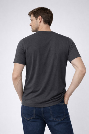 Erkek Slim Fit 3’lü Paket Pamuklu Basic Bisiklet Yaka Tişört Image 4