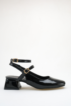 Mary Jane Şık ve Rahat Kadın Rugan Alçak Topuklu Çift Tokalı Ayakkabı (4cm) Image 0