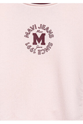 Jeans Baskılı Pembe Sweatshirt 7S10120-90773 Image 4