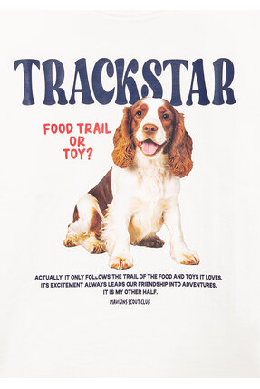 Baskılı Ekru Tişört Loose Fit / Bol Rahat Kesim 7610347-70057 Image 4