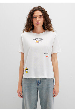 Sunrise Baskılı Ekru Tişört Regular Fit / Normal Kesim 1613523-80194 Image 4