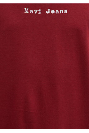 Jeans Baskılı Kırmızı Tişört Loose Fit / Bol Rahat Kesim 0612899-89065 Image 5
