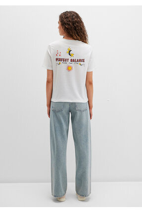 Sunrise Baskılı Ekru Tişört Regular Fit / Normal Kesim 1613523-80194 Image 5