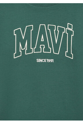 Since 1991 Baskılı Yeşil Tişört Loose Fit / Bol Rahat Kesim 6610369-71930 Image 3