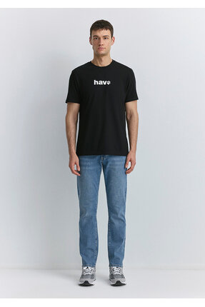 Hav Baskılı Siyah Tişört Regular Fit / Normal Kesim 0612759-900 Image 1