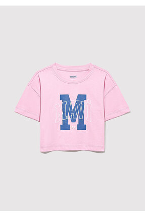M Logo Baskılı Pembe Tişört Loose Fit / Bol Rahat Kesim 7610276-86953 Image 2