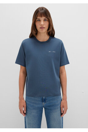 MV Baskılı İnterlok Lacivert Tişört Regular Fit / Normal Kesim 1613148-70500 Image 3