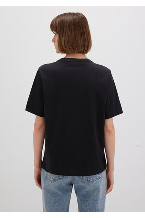 Logo Baskılı Siyah Tişört Regular Fit / Normal Kesim 1611990-900 Image 4