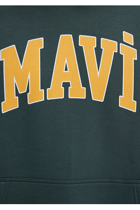 Logo Baskılı Kapüşonlu Yeşil Sweatshirt 067149-71598 Image 6