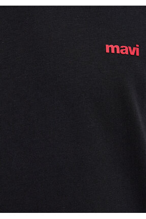 Logo Baskılı Siyah Basic Tişört Loose Fit / Bol Rahat Kesim 0612216-900 Image 6