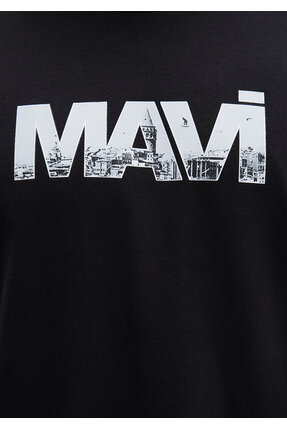 Logo Baskılı Siyah Tişört Regular Fit / Normal Kesim 0610948-900 Image 6