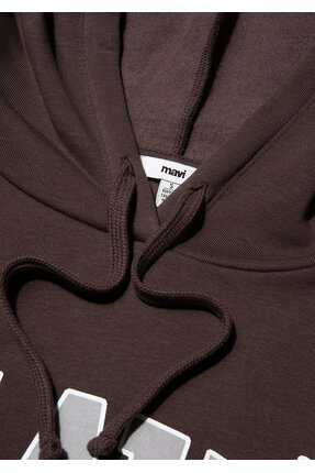 Logo Baskılı Kapüşonlu Kahverengi Sweatshirt 1600361-70222 Image 7