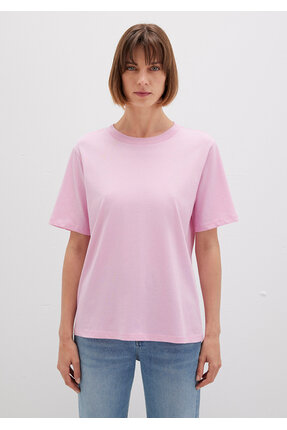 Bisklet Yaka Pembe Basic Tişört Regular Fit / Normal Kesim 1600955-71117 Image 3