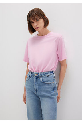 Bisklet Yaka Pembe Basic Tişört Regular Fit / Normal Kesim 1600955-71117 Image 2