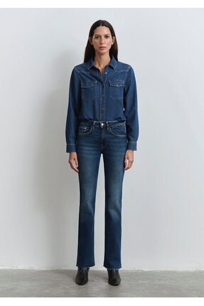 Maria Gold Denim Koyu Jean Pantolon 101225-80680 Image 3