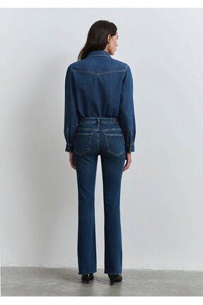 Maria Gold Denim Koyu Jean Pantolon 101225-80680 Image 6