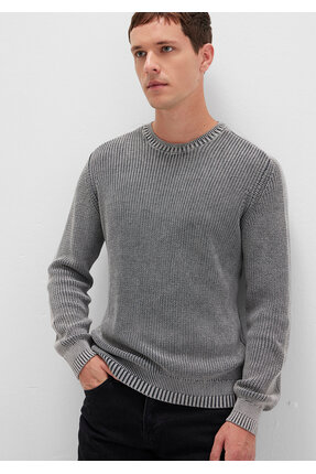 Bisiklet Yaka Gri Kazak Slim Fit / Dar Kesim 070767-34314 Image 1