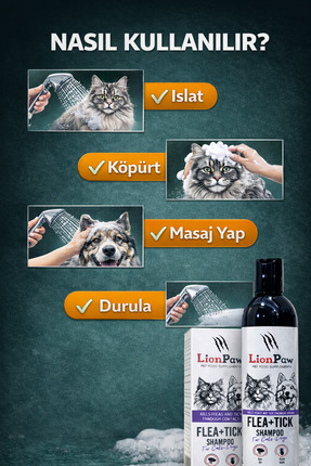Kedi ve Köpek Dış Parazit Bakım & Tüy Dökümü Önleyici Şampuan 250 ML – Bit, Pire, Kene Image 3