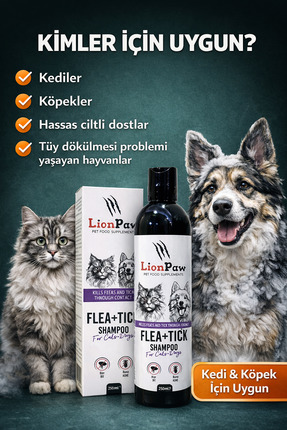 Kedi ve Köpek Dış Parazit Bakım & Tüy Dökümü Önleyici Şampuan 250 ML – Bit, Pire, Kene Image 1